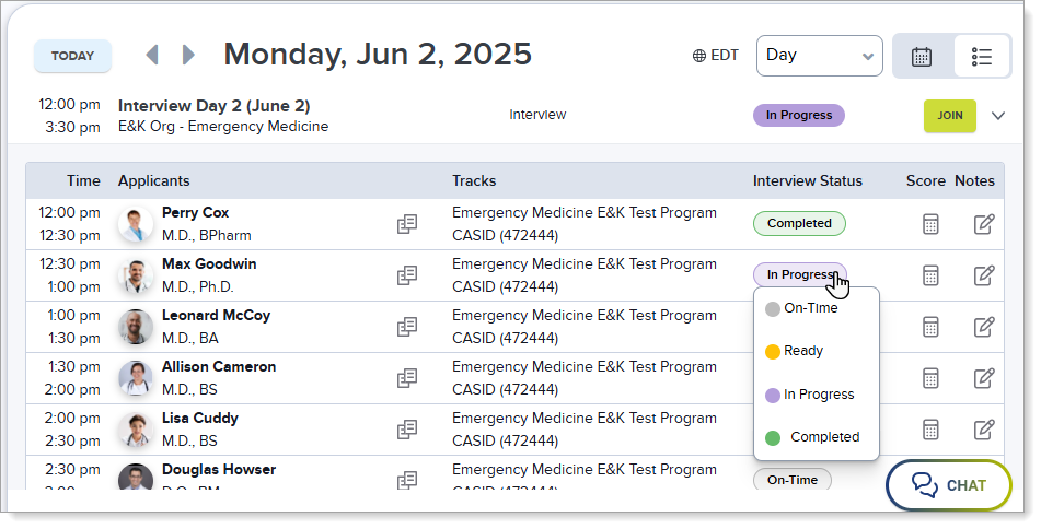 ResidencyCAS Interview Portal - Update App Status.png
