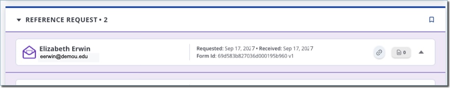 Reference Panel on Application Record