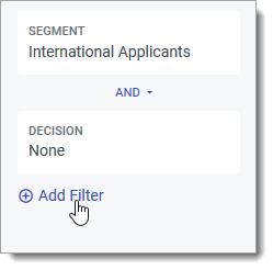 Selecting filters on the Applications Grid