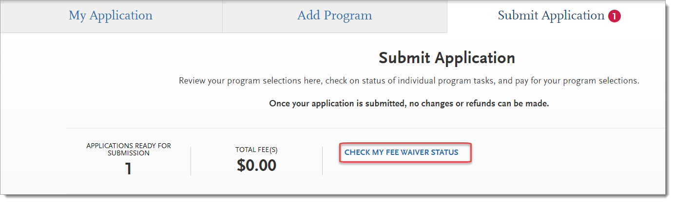 Check My Fee Waiver Status