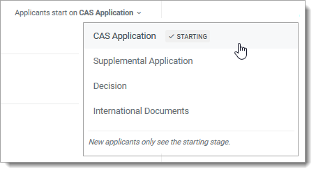 Starting application stage