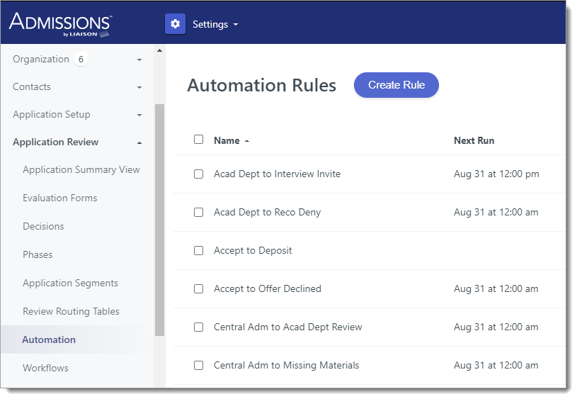 Scheduling Automated Actions - Liaison