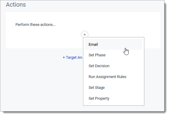 Setting an action in an automation rule