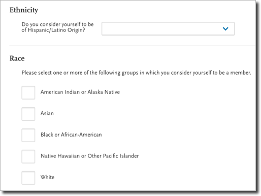 The Race and Ethnicity questions in the CAS application