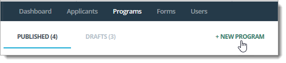 New Program icon in the Programs tab of the application