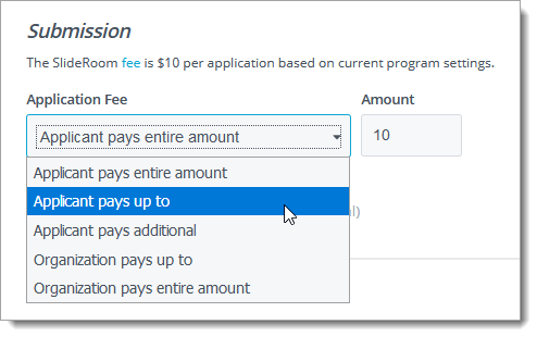 Submission Fee configuration options
