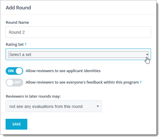 Add a round configuration options for Round-Based Evaluations