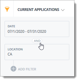 And/Or toggle filter to match applicant filter criteria