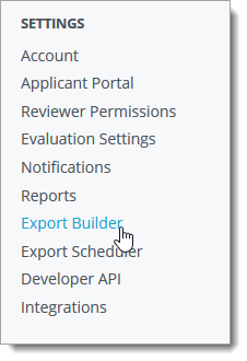 Export builder panel