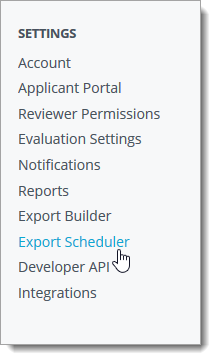 Export scheduler panel