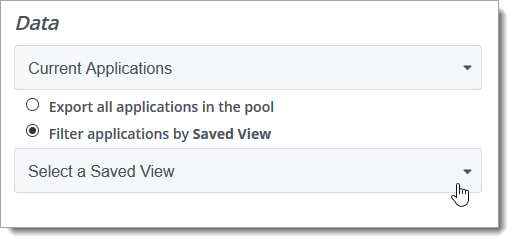 Filter applications by Saved View drop-down