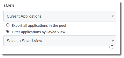 Filter applications by Saved View drop-down 