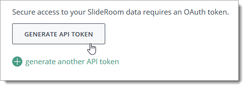 Generate API token button