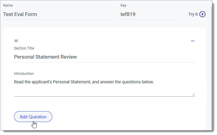 Creating an Evaluation Form
