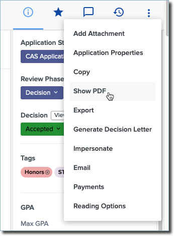 The More Options button on an application